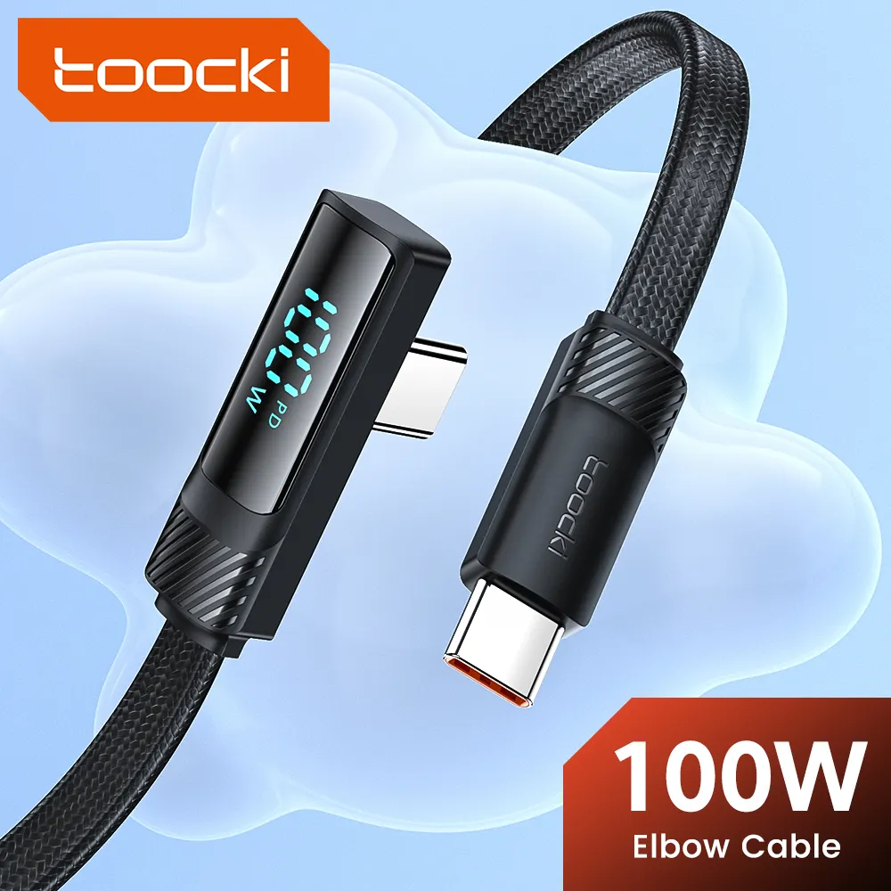 [R$29 / Moedas + Leve4] Toocki 2 Metros Cabo Usb Tipo C Para Usb C 90 Graus Pd 100w Carregamento Rpido